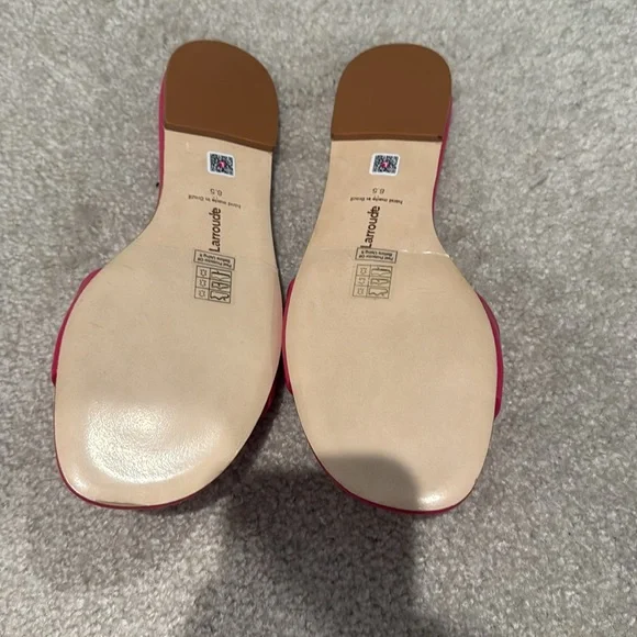 NWOT Larroude Flora flat leather mule sandal in pink - Picture 2 of 4